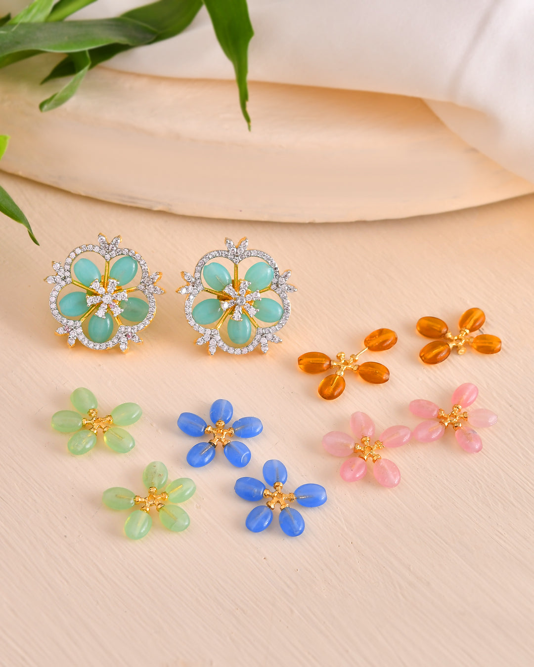 Interchangeable Floral Stud Earrings in Pastel Shades