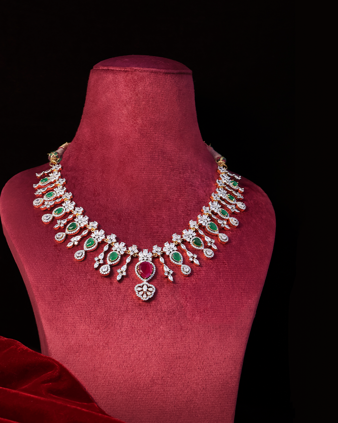 Emerald Sparkle Set with Ruby Accents