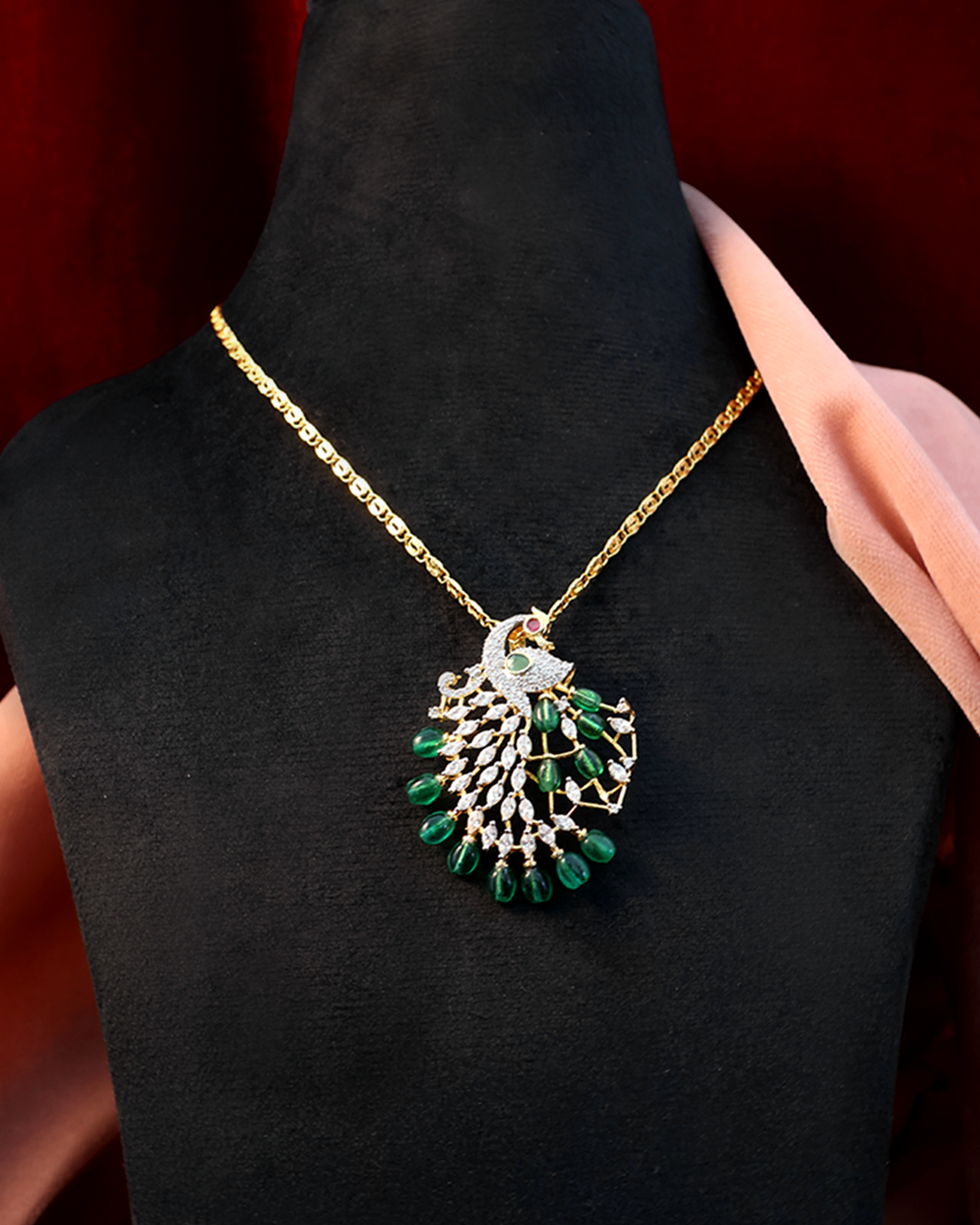 Graceful Peacock Pendant Set