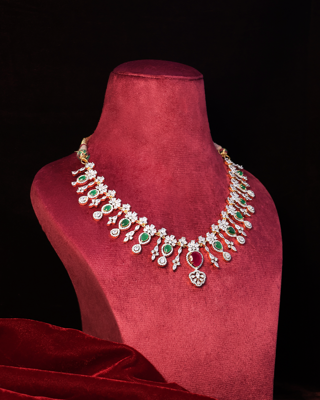 Emerald Sparkle Set with Ruby Accents