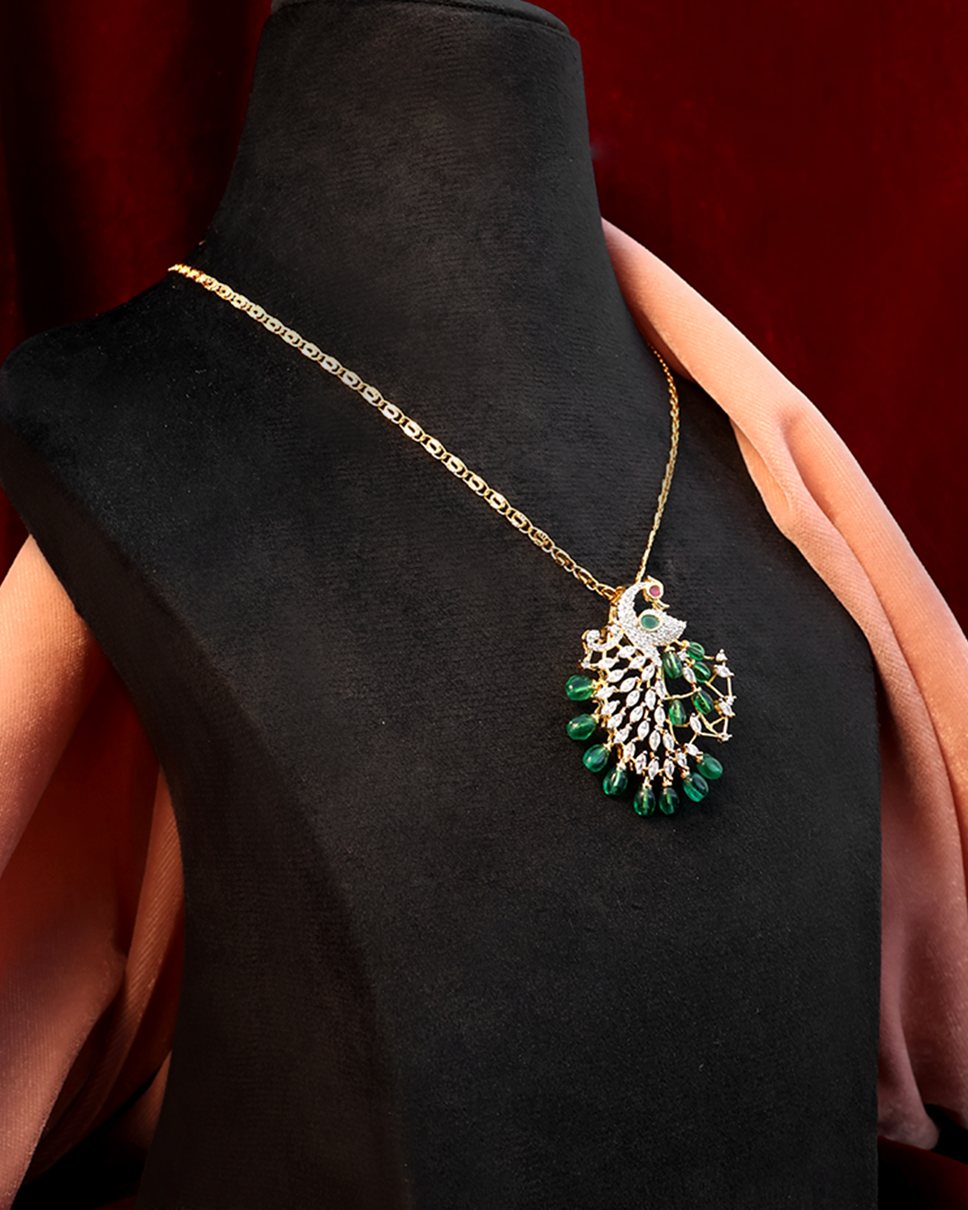 Graceful Peacock Pendant Set