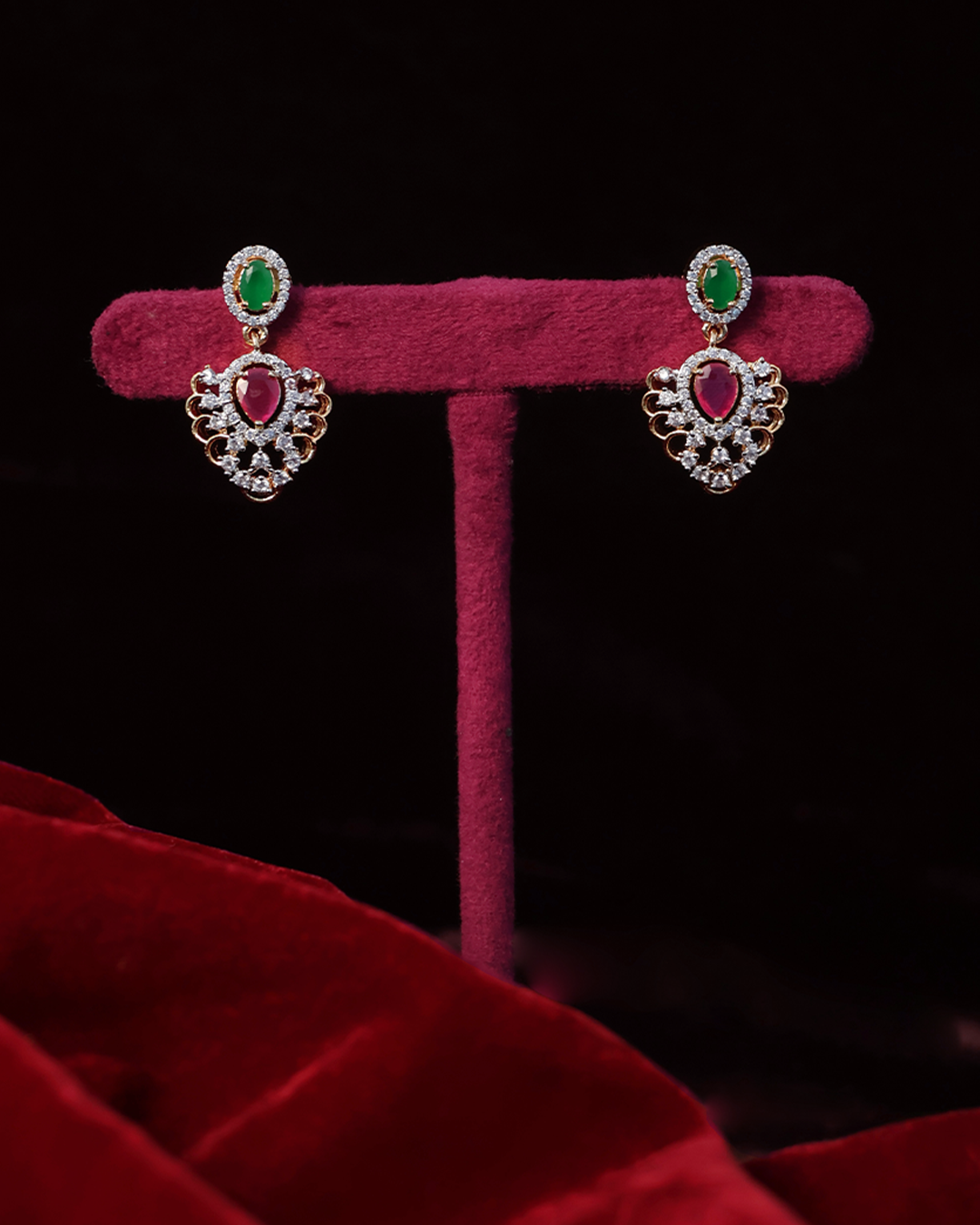 Emerald Sparkle Set with Ruby Accents