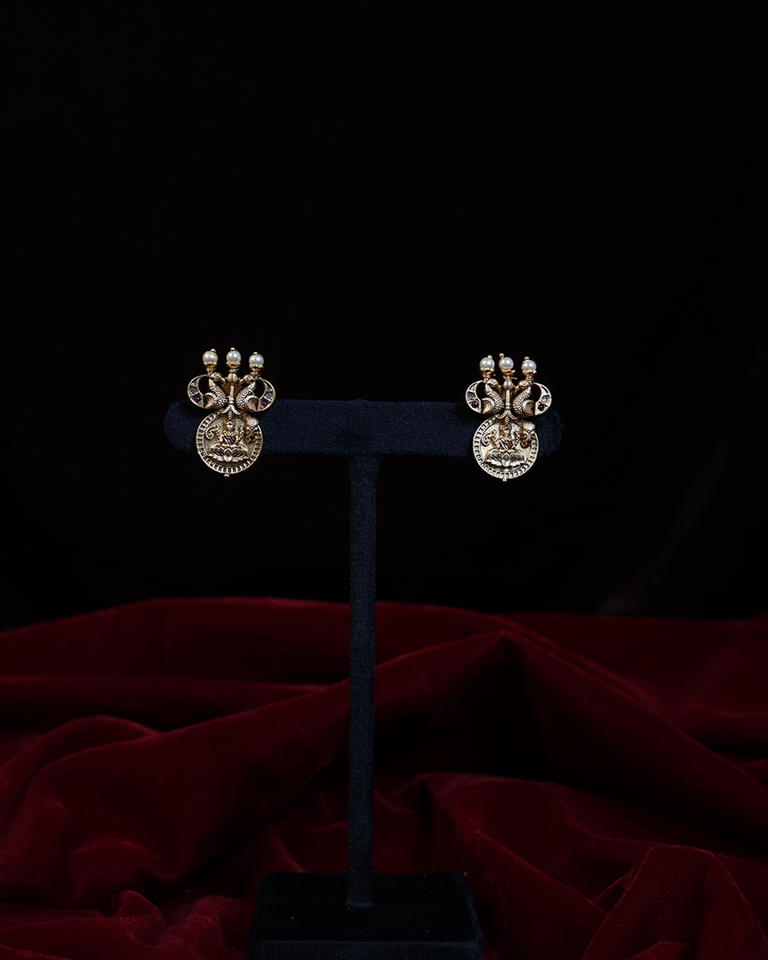 Antique Gold Temple Necklace Set with Lakshmi Motifs