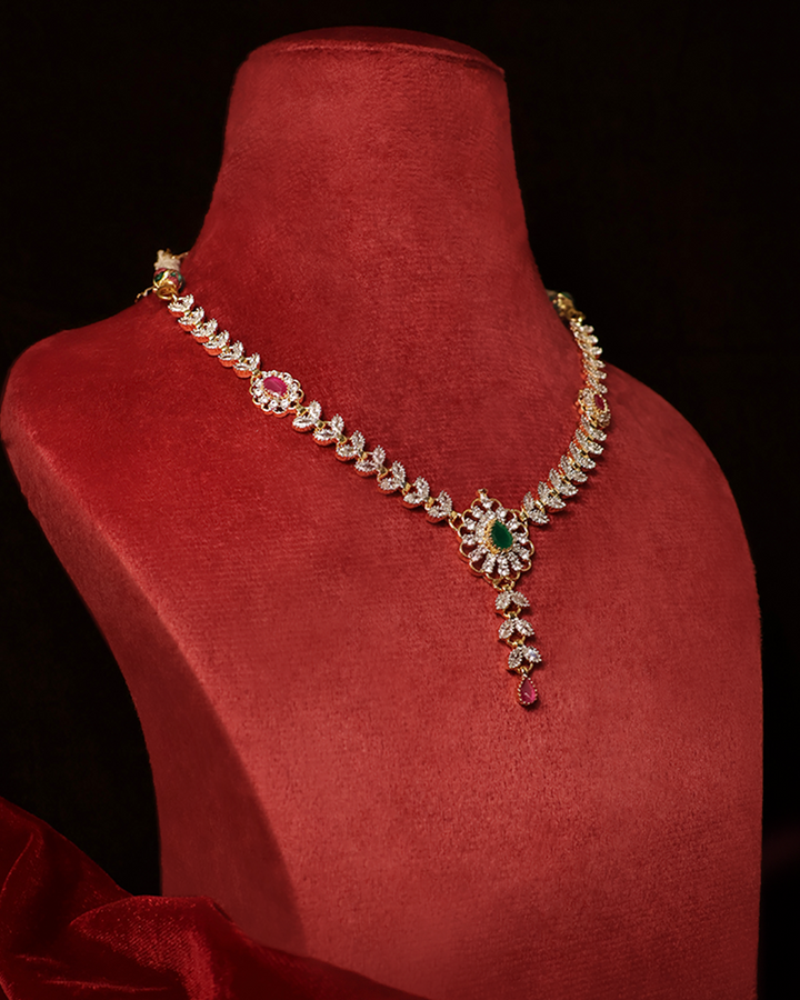 Emerald Drop Necklace Set +Earrings