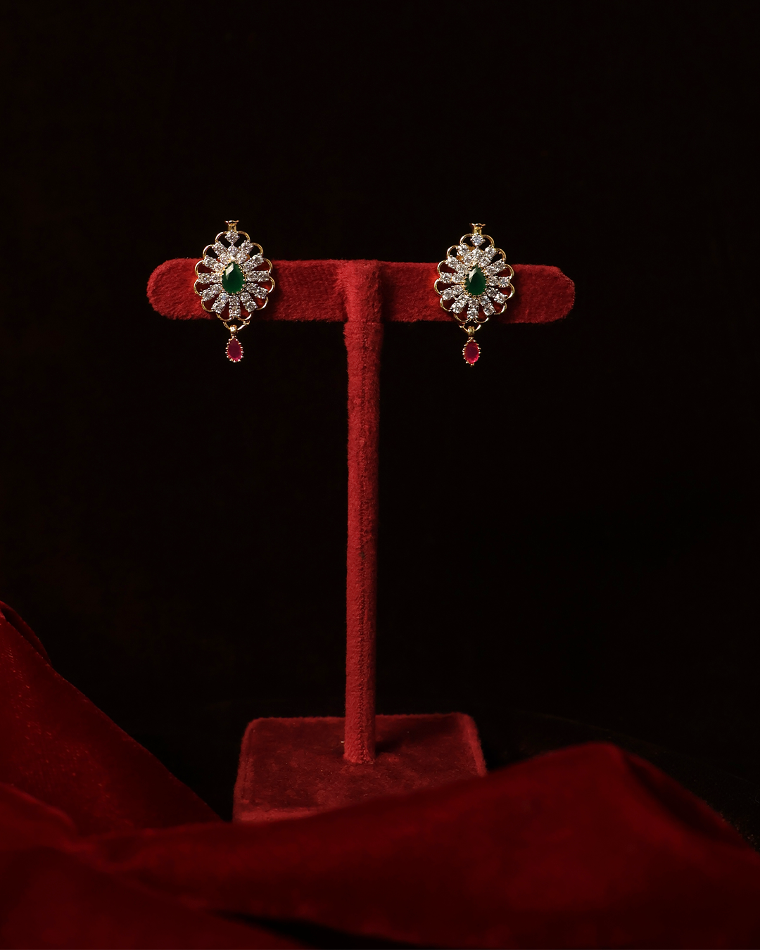 Emerald Drop Necklace Set +Earrings