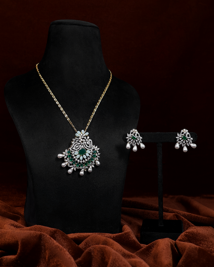 Emerald Drop Set — Necklace + Earrings