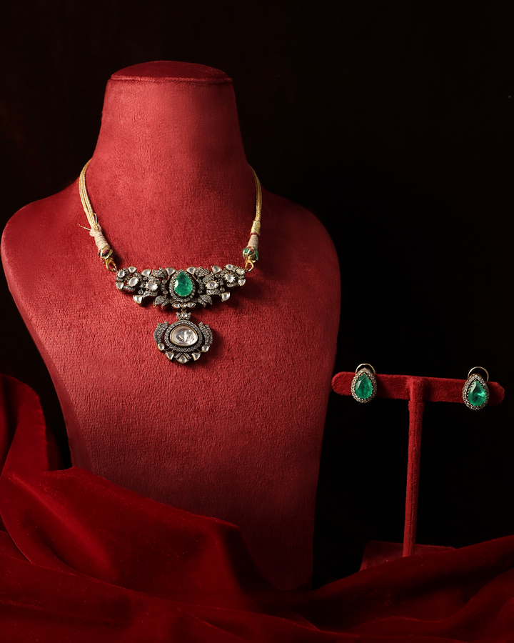 Antique Emerald Pendant Set