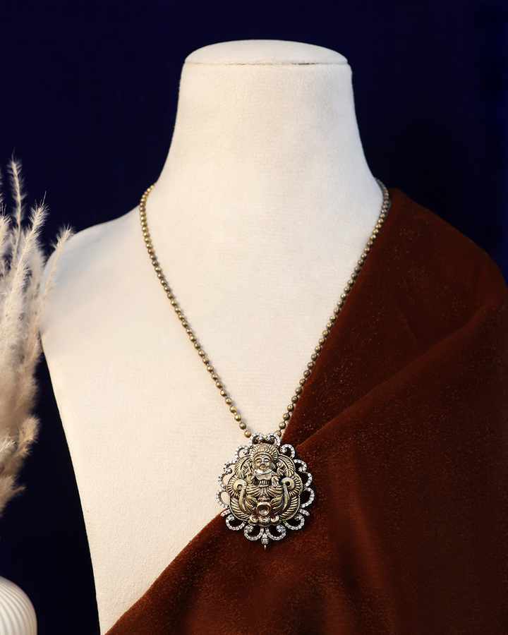 Antique Gold Goddess Necklace on Ox Brown Velvet