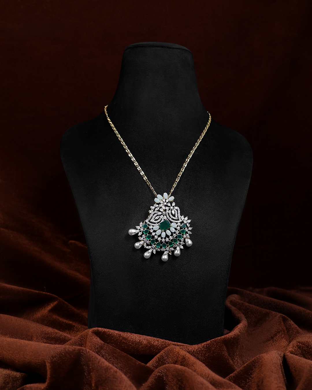 Emerald Drop Set — Necklace + Earrings