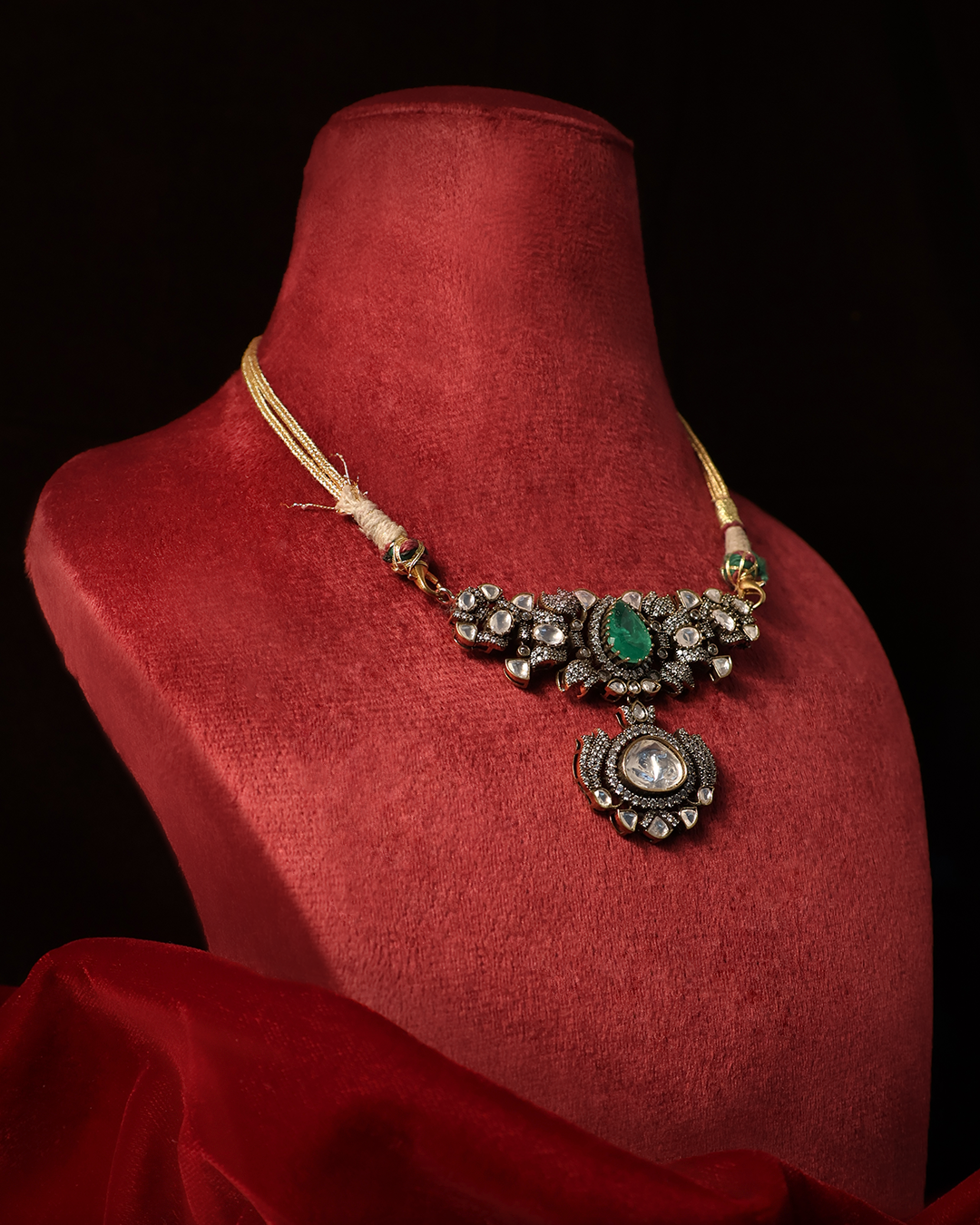 Antique Emerald Pendant Set