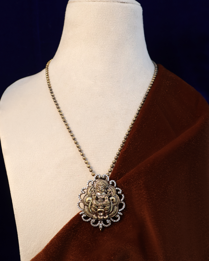 Antique Gold Goddess Necklace on Ox Brown Velvet