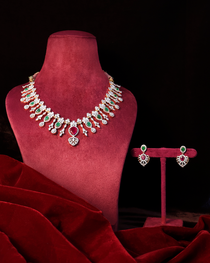 Emerald Sparkle Set with Ruby Accents