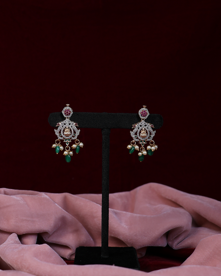 Ruby-Green Stone Necklace Set with Kundan Detailing