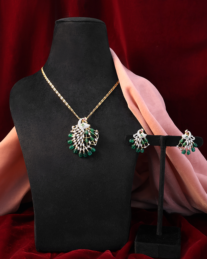 Graceful Peacock Pendant Set