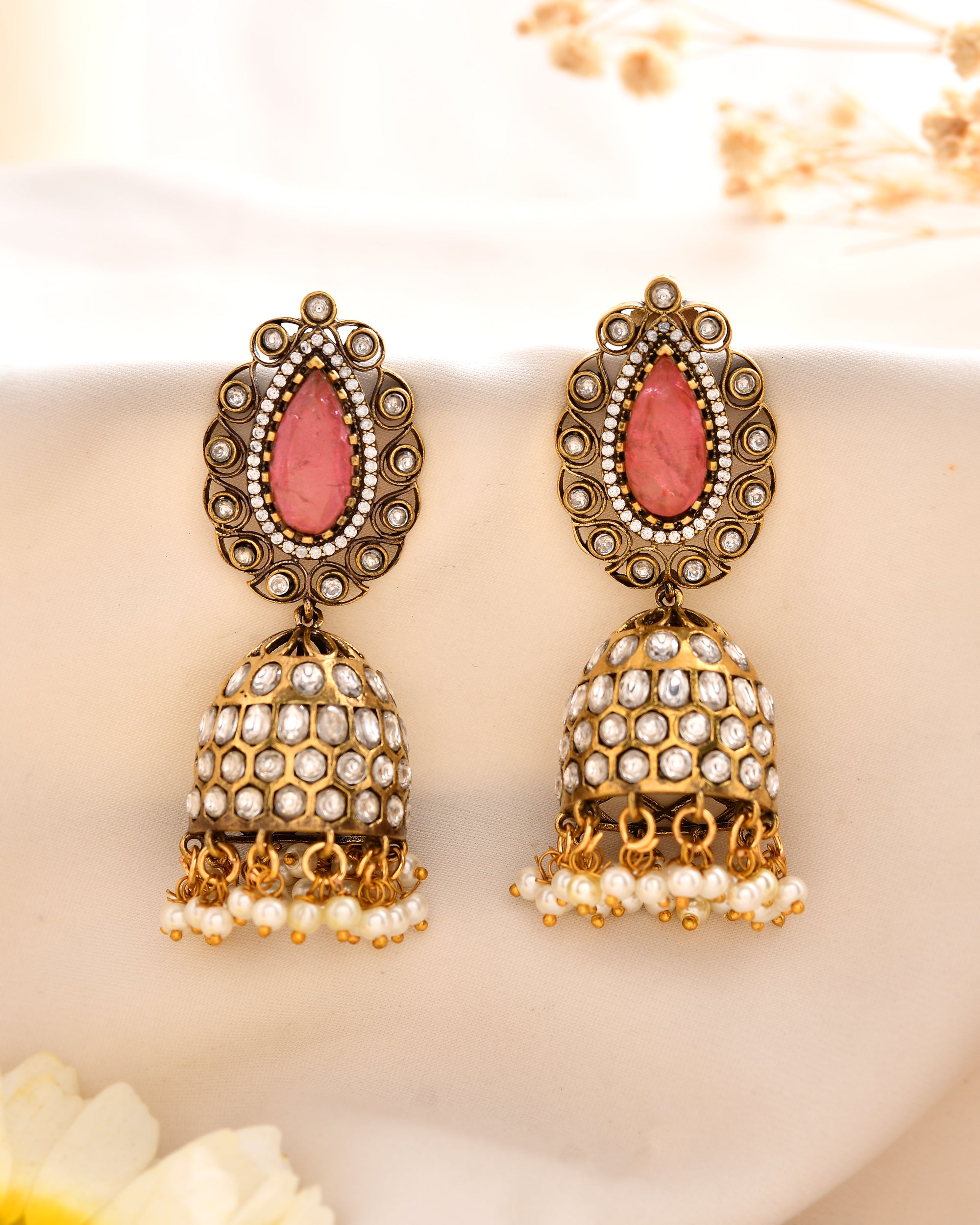 Zoya Pink Jhumkas