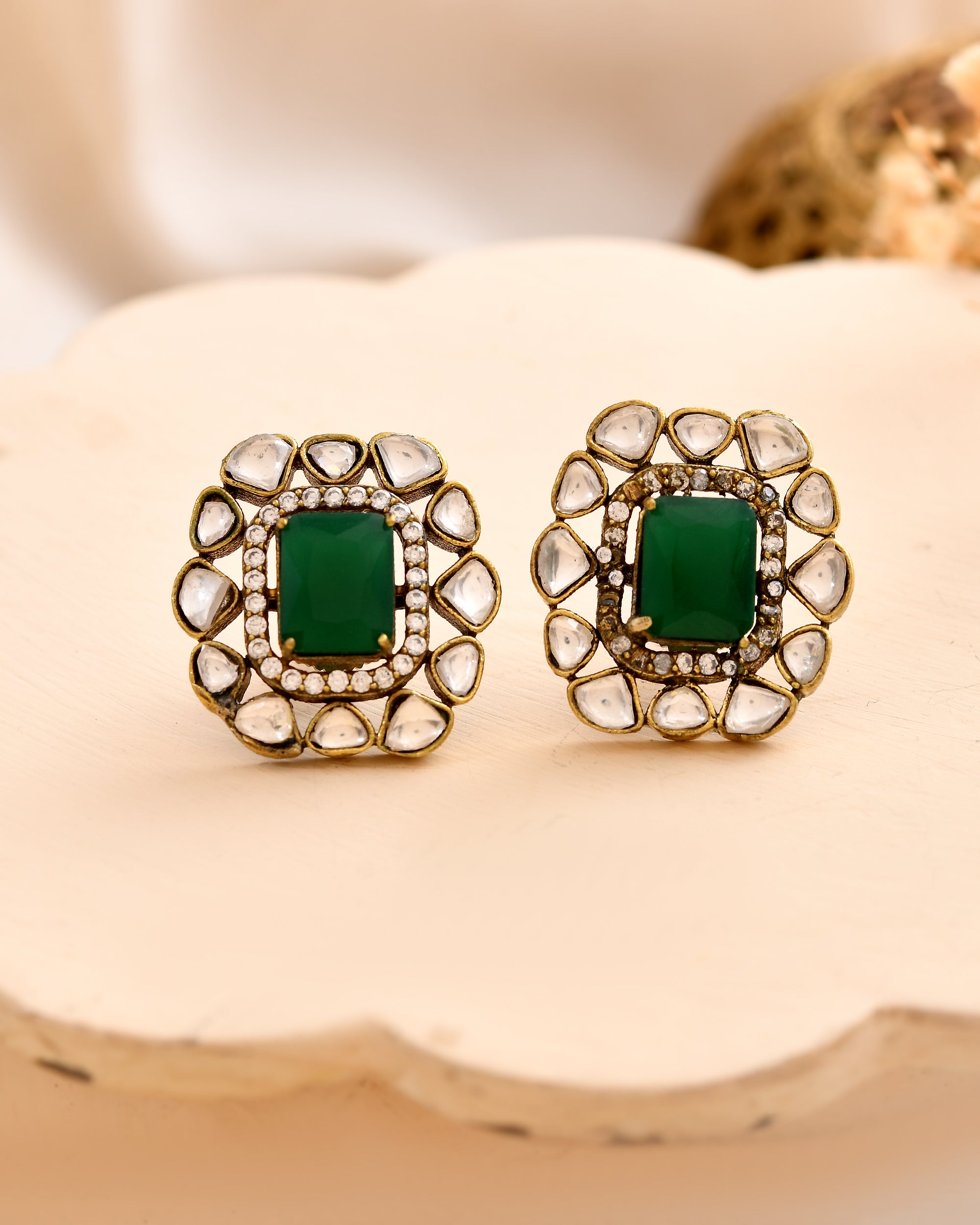 Roop Emerald Square Studs