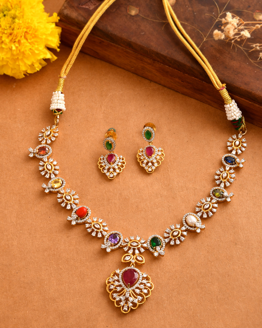 Navratna Glow Necklace Set