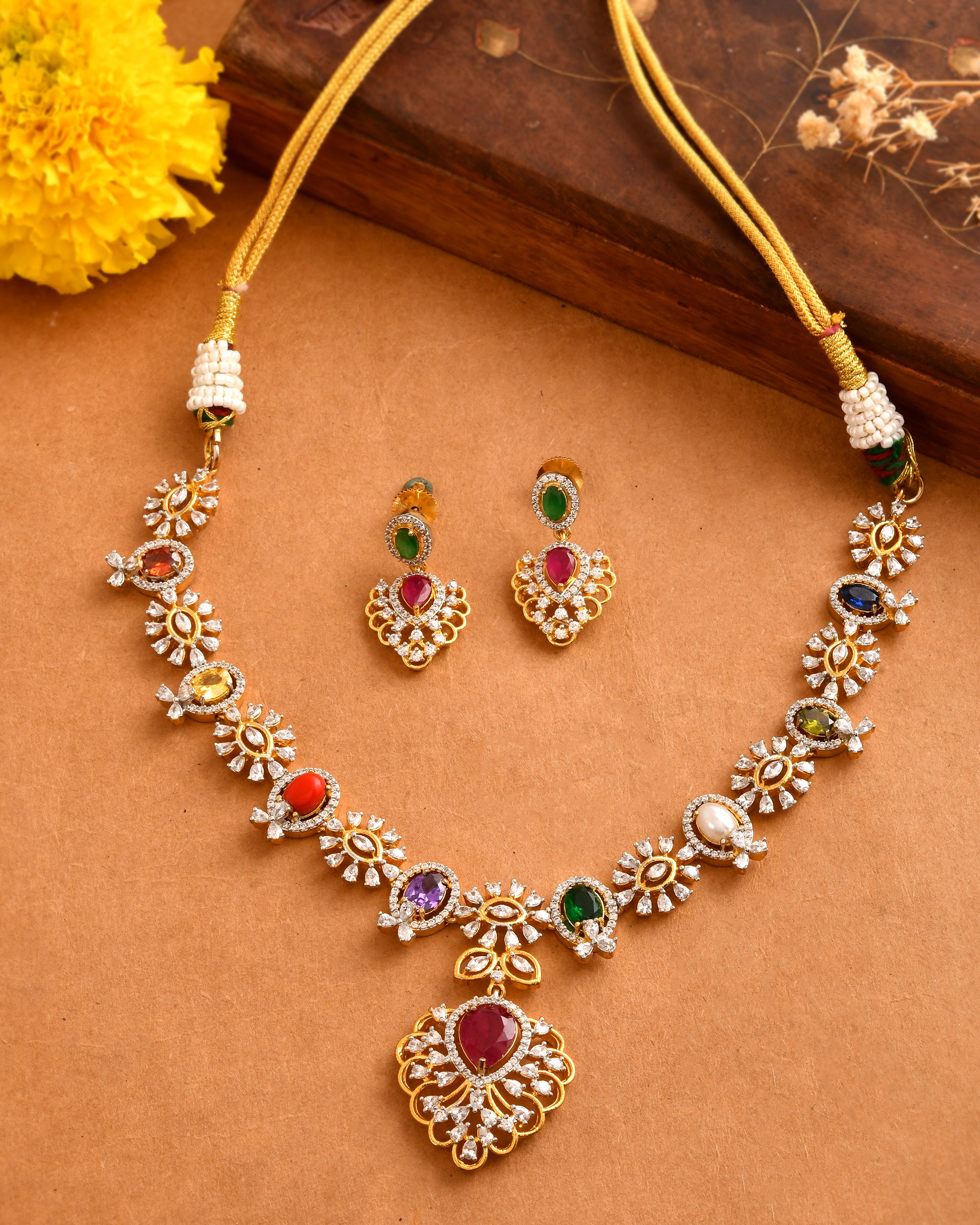 Navratna Glow Necklace Set