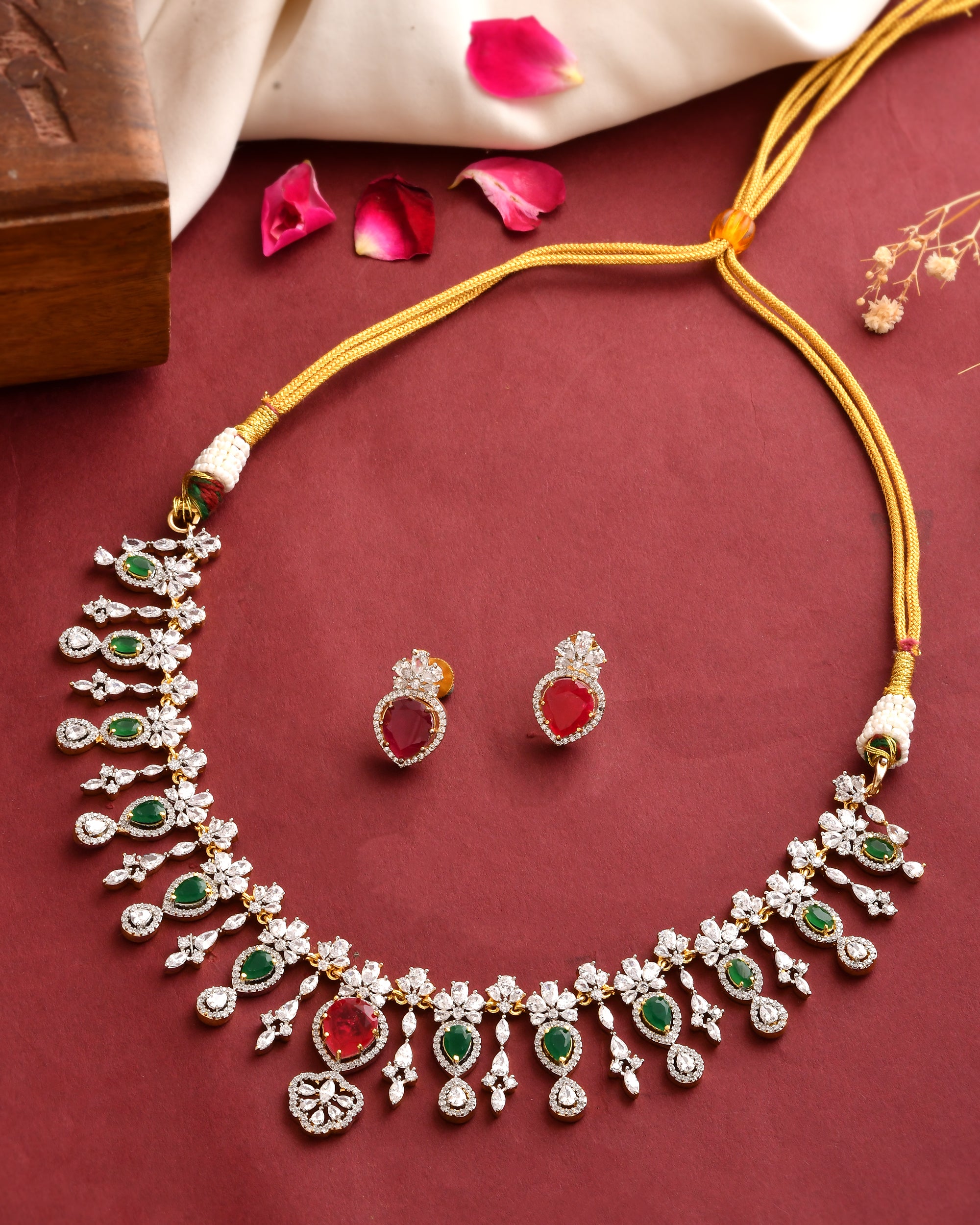 Emerald Sparkle Set with Ruby Accents