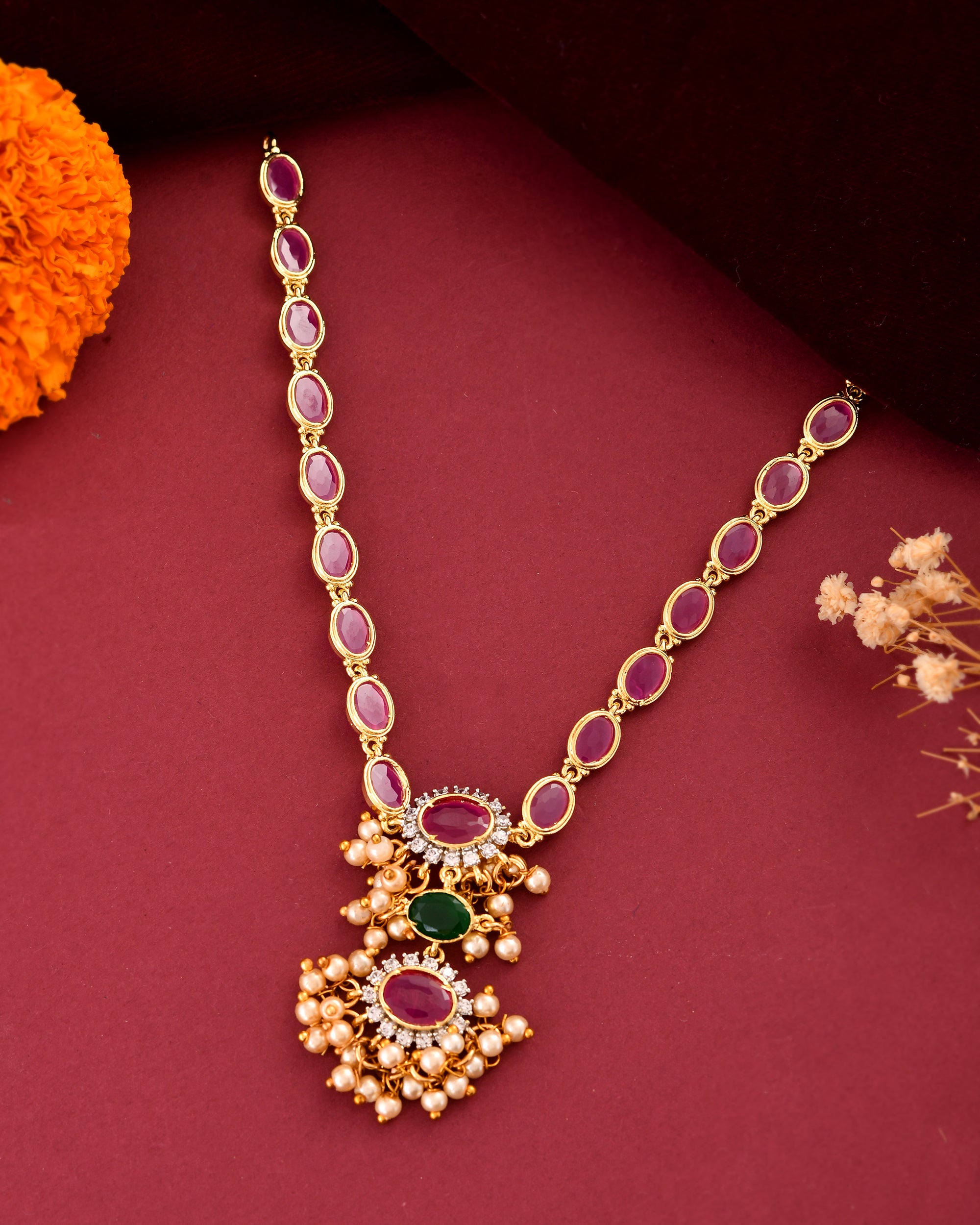Aarika Ruby Charm Necklace