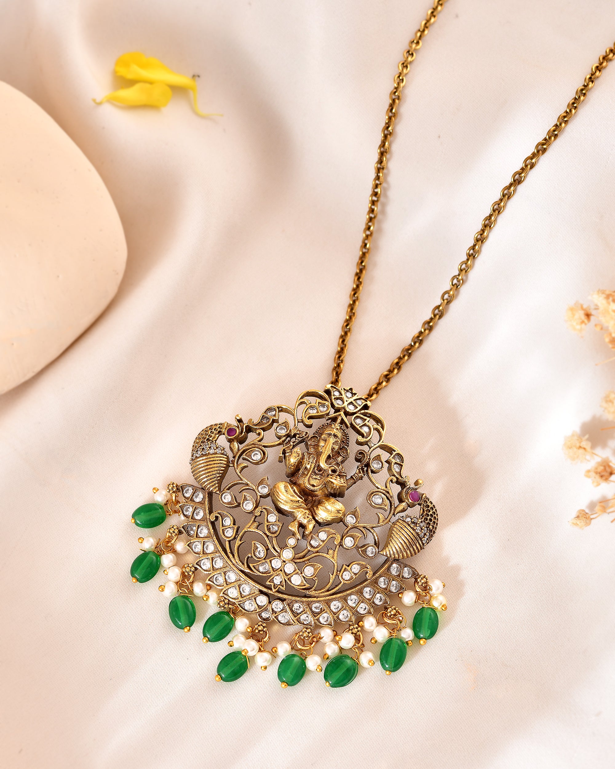 Ganpati Pearl Drop Pendant