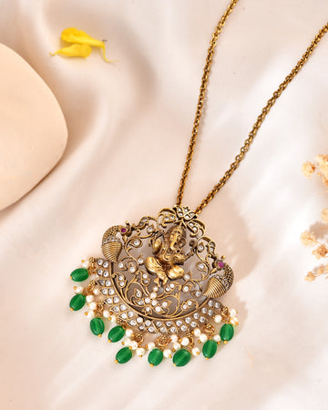 Ganpati Pearl Drop Pendant