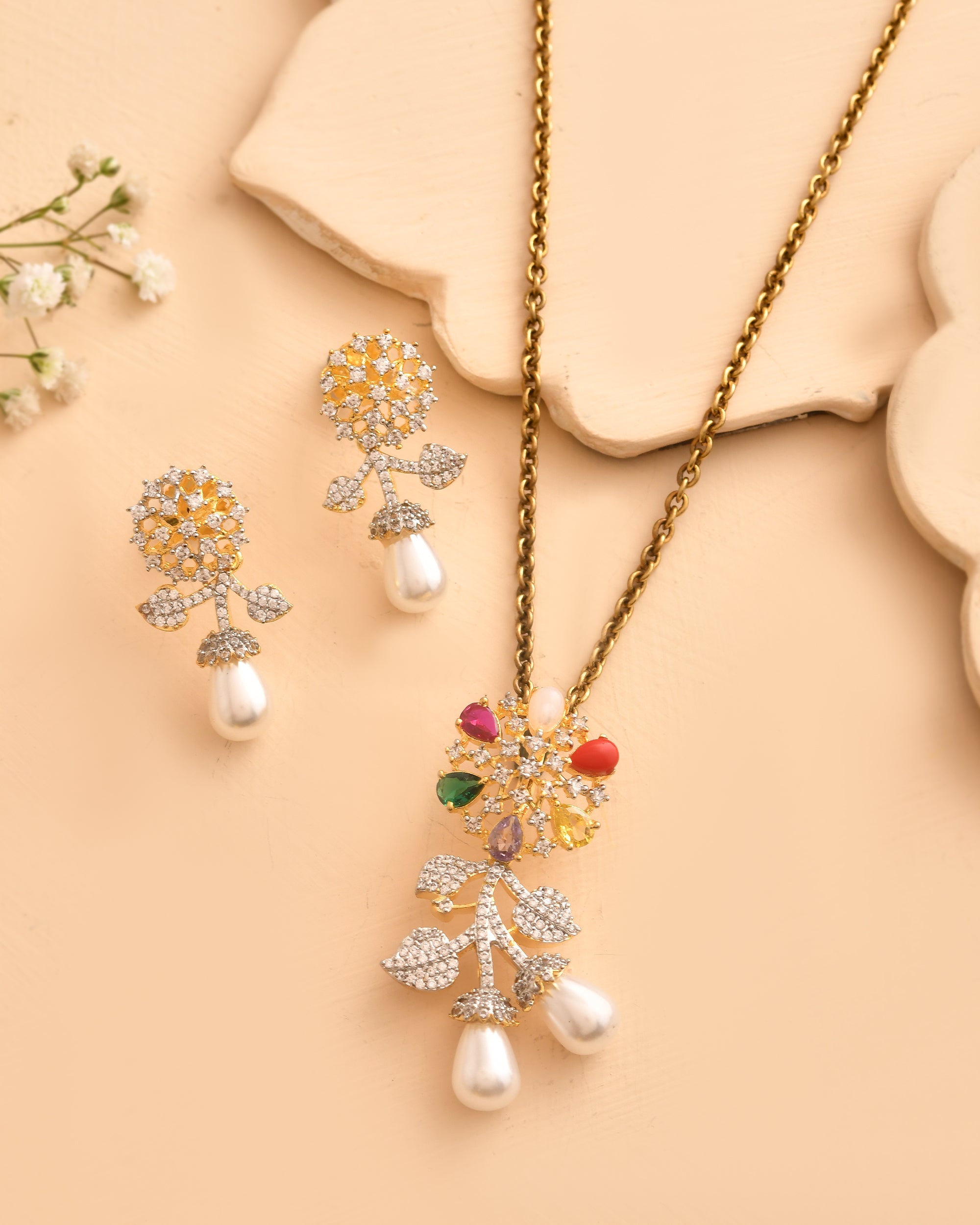 Rang Phool Pendant Set