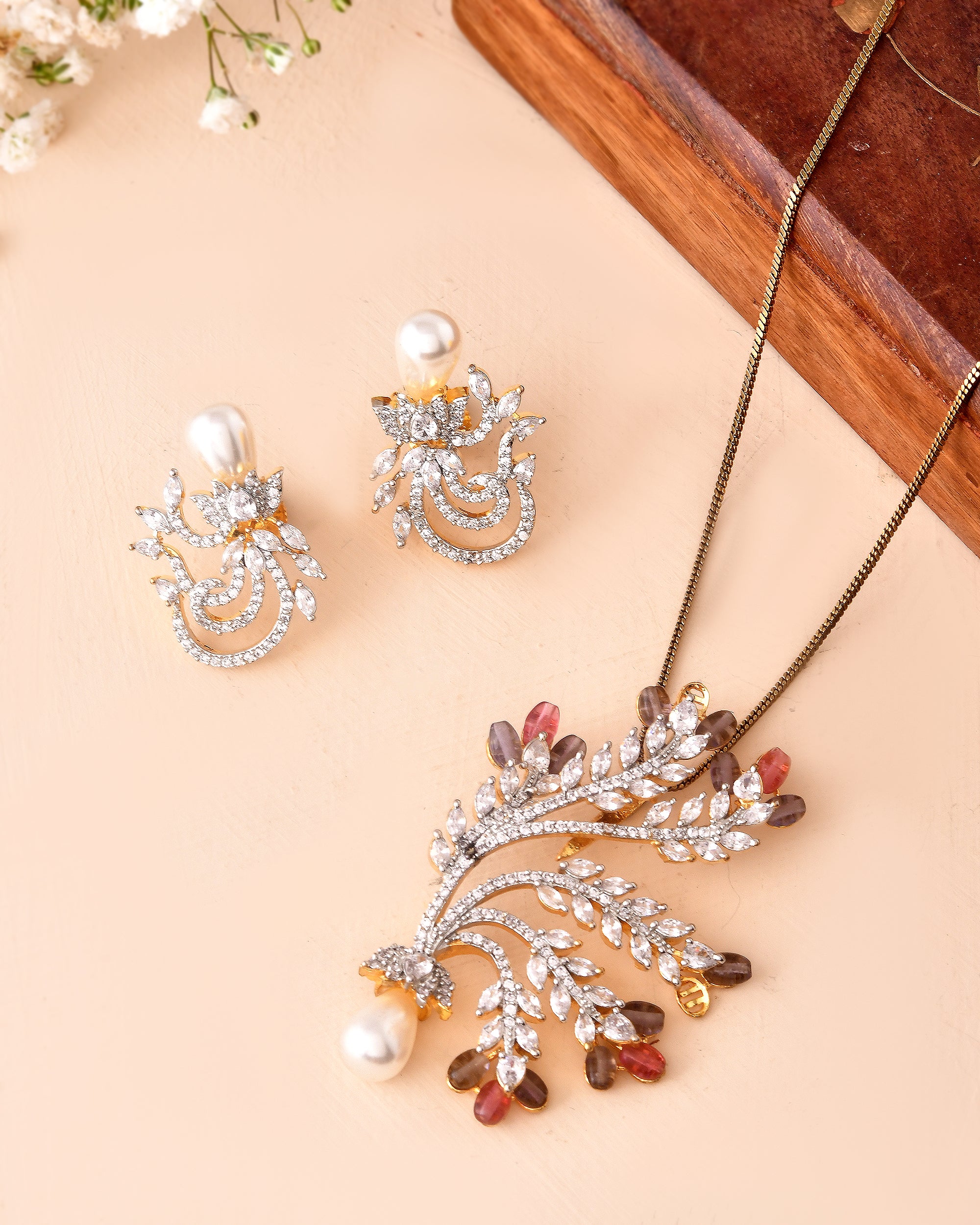 Pearl Dewdrop Set — Necklace + Earrings