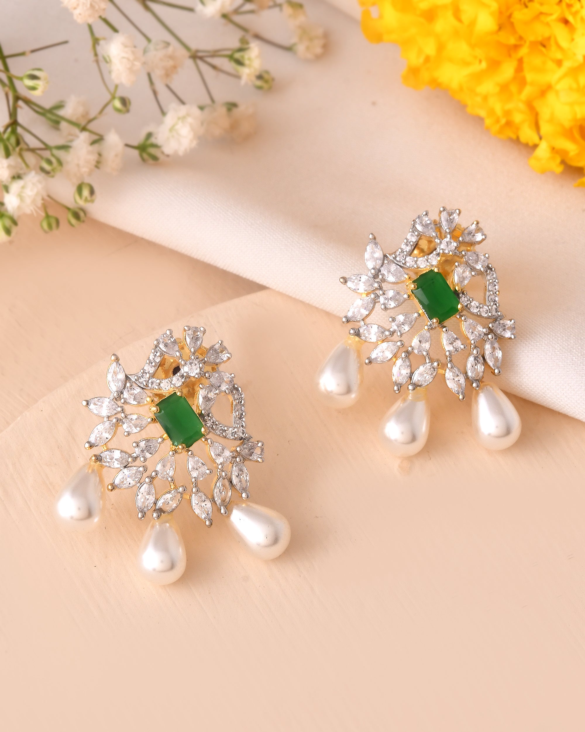 Emerald Drop Set — Necklace + Earrings