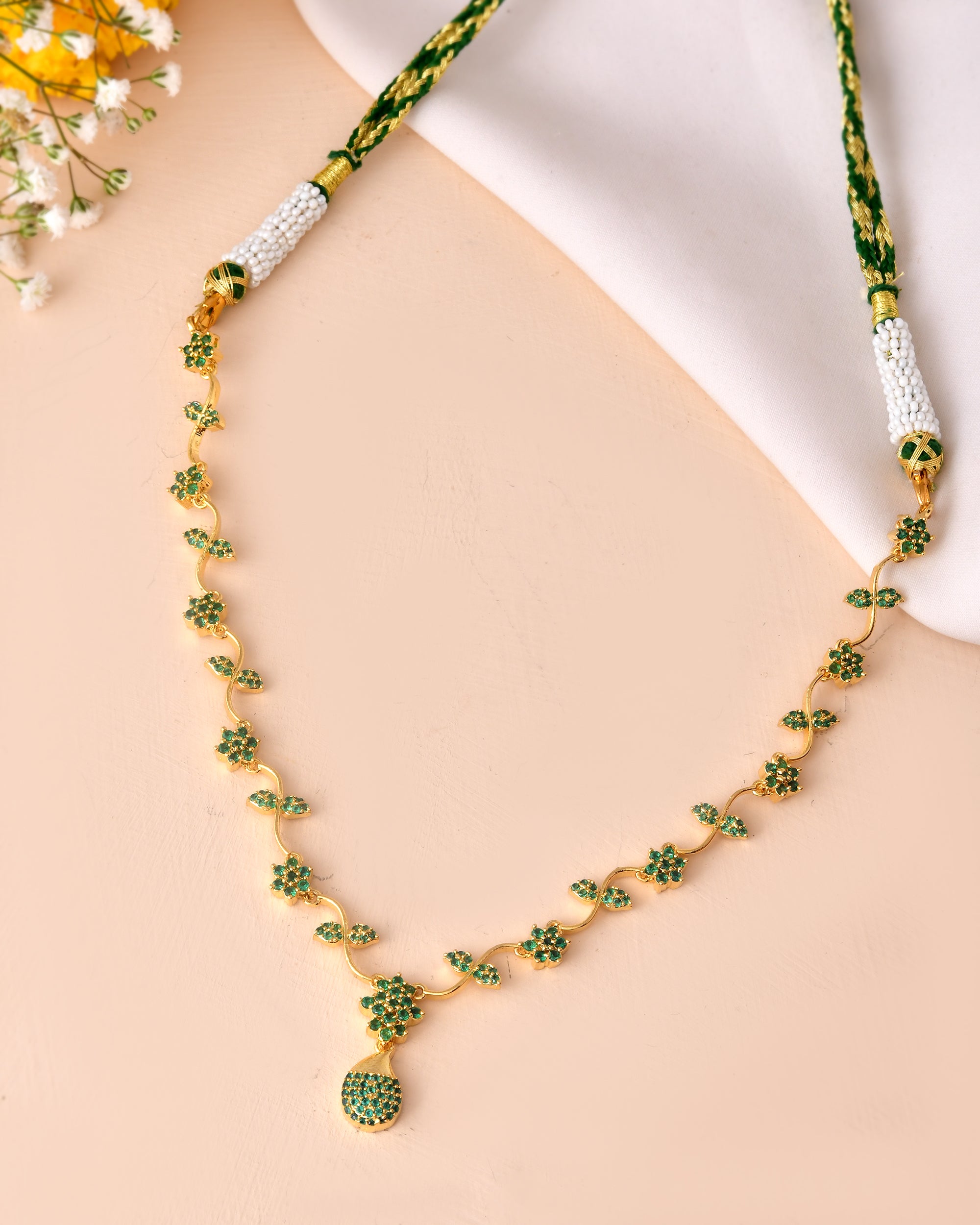 Aabha Green Floral Necklace