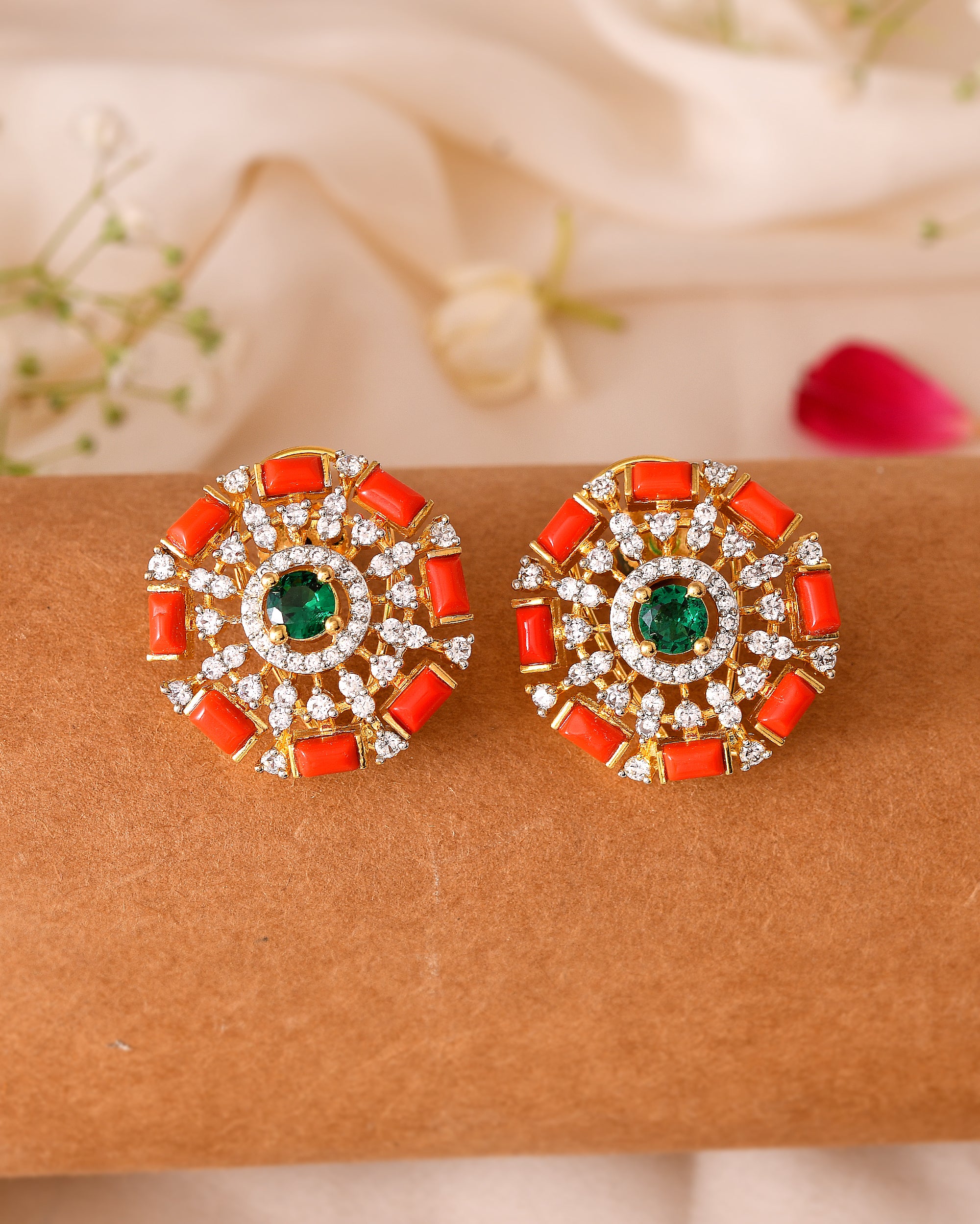 The Moonga Panna Suryamandal Earrings