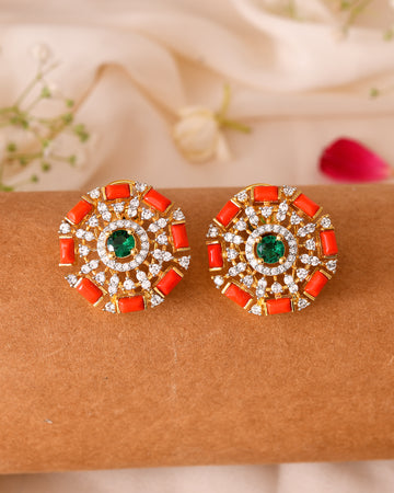The Moonga Panna Suryamandal Earrings