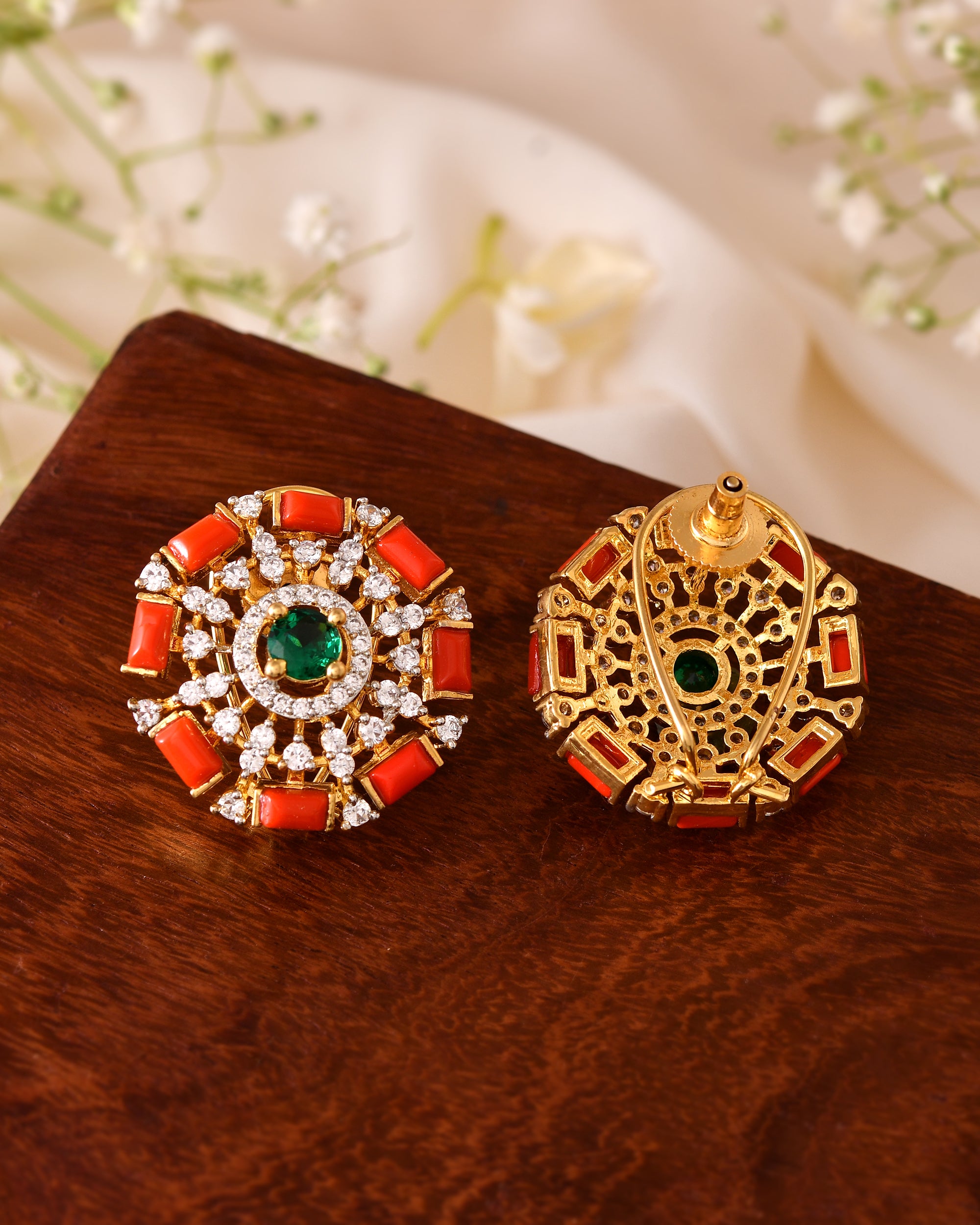 The Moonga Panna Suryamandal Earrings