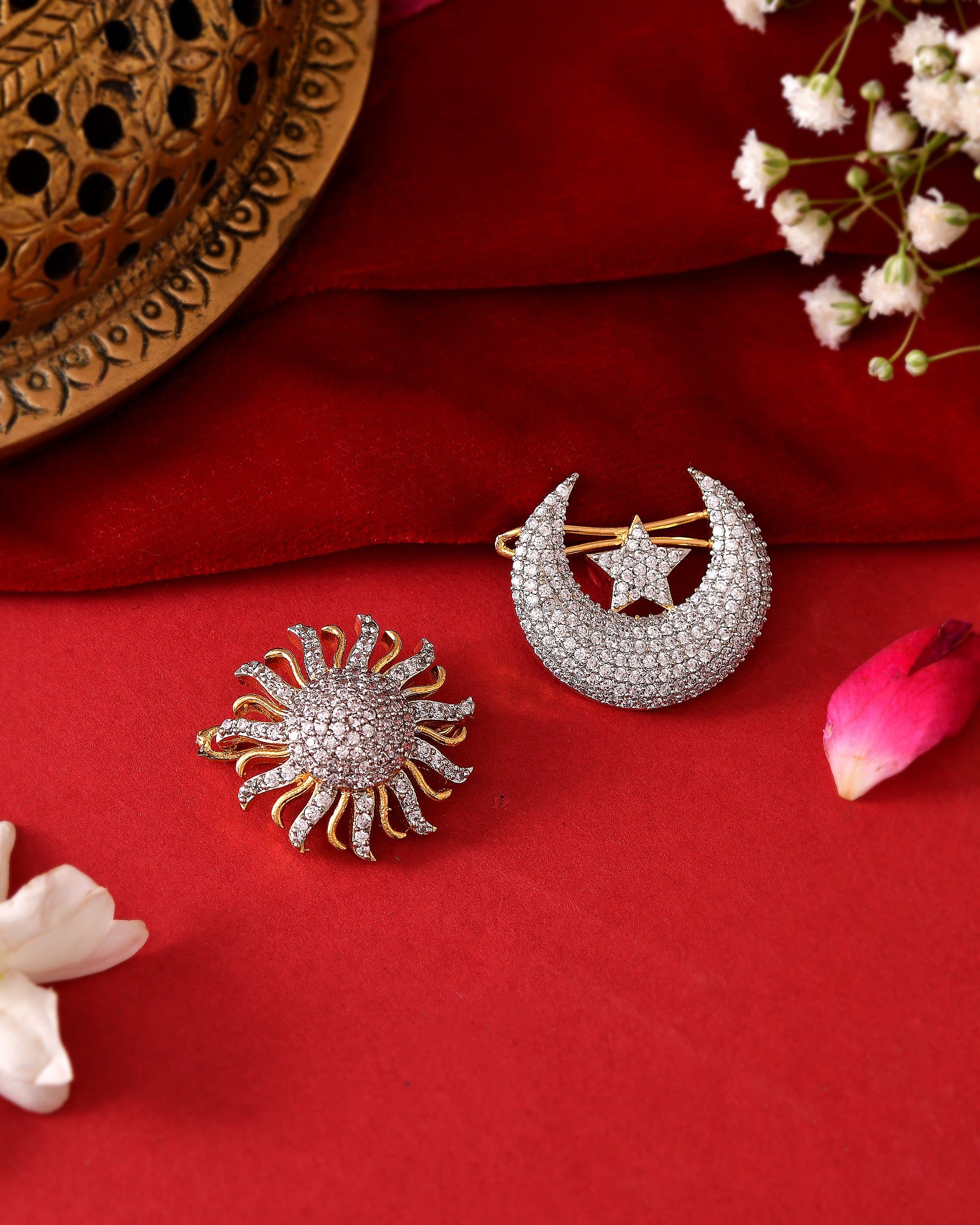 The Surya Chandra Noor Brooch Duo