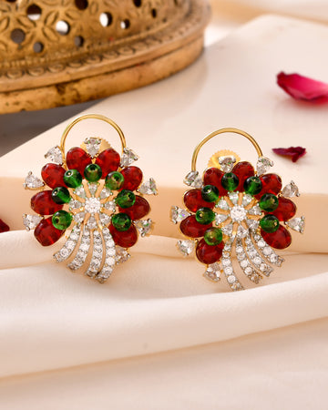 The Gulnaar Panna Phooljhari Earrings