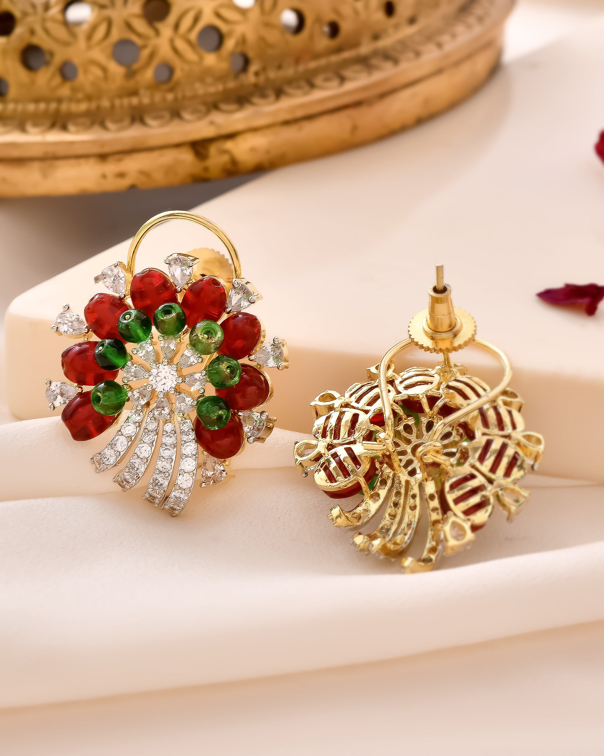 The Gulnaar Panna Phooljhari Earrings