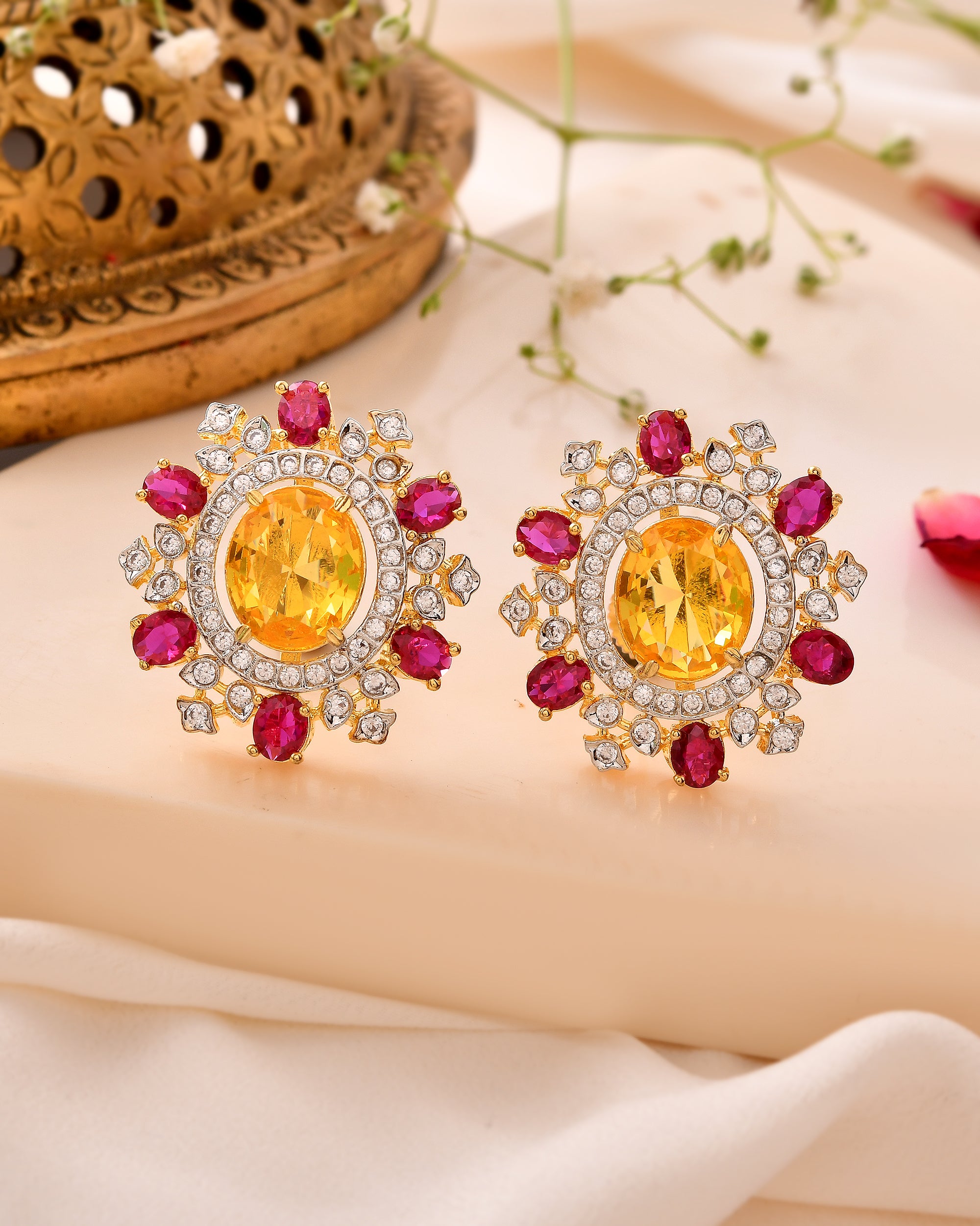 The Surya Gulnaar Mandal Earrings