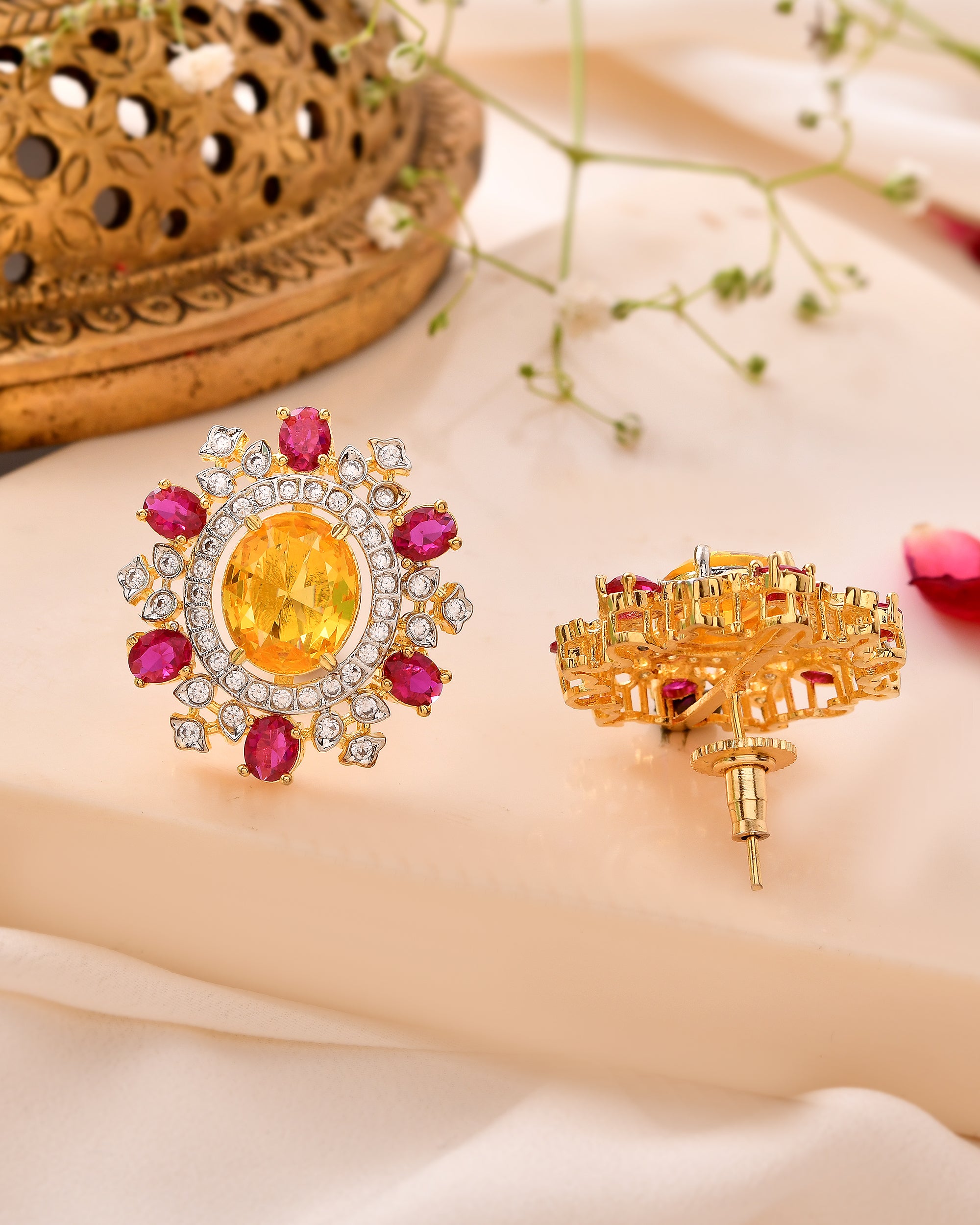 The Surya Gulnaar Mandal Earrings