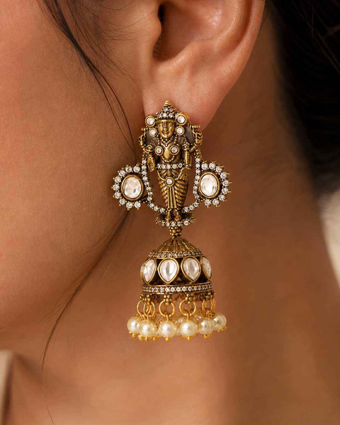 Ira Lakshmi Pearl Jhumkas