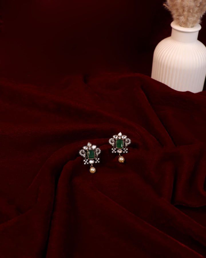 Emerald Grace Studs with Pearl Drop