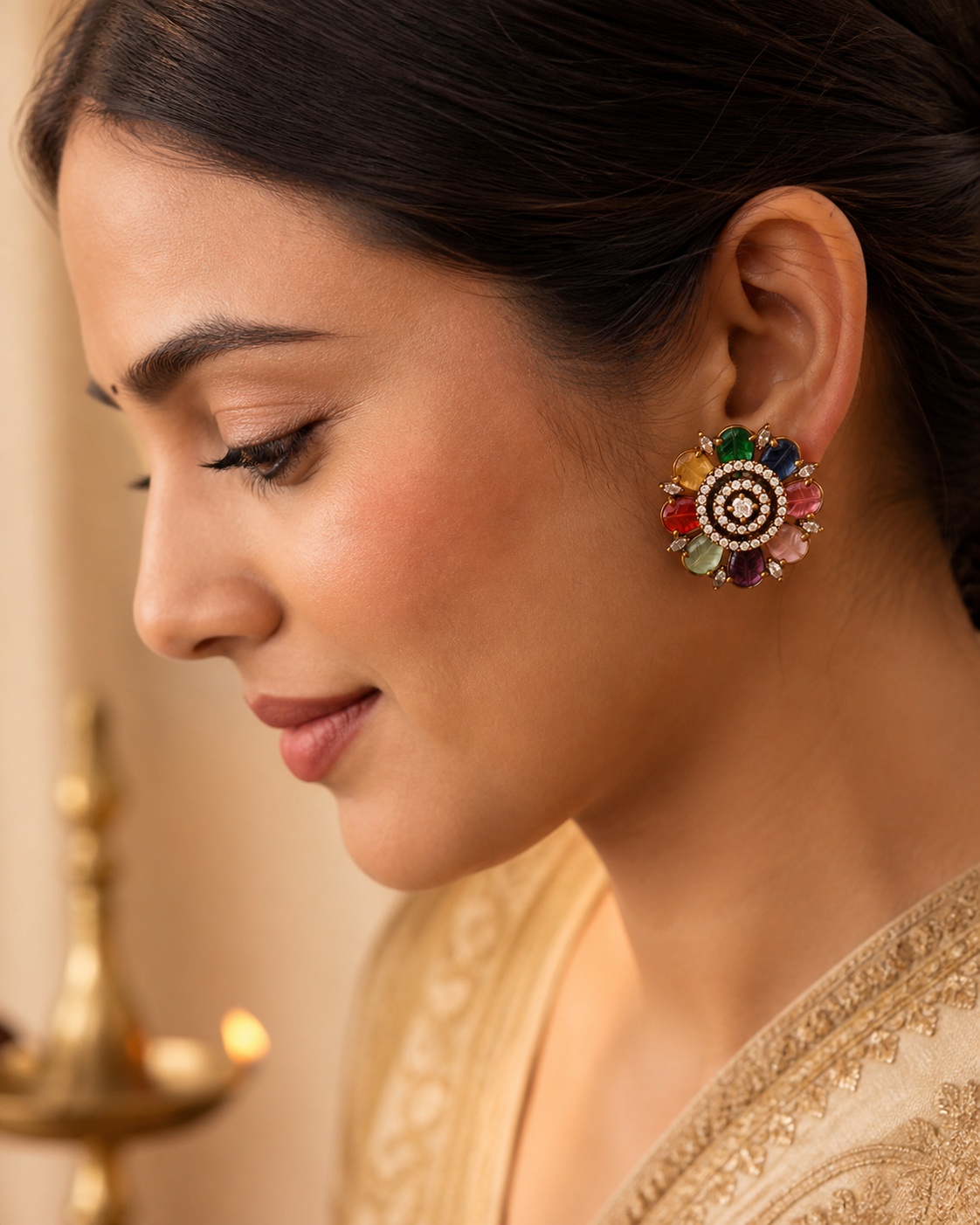 Noor Rang Flower Studs